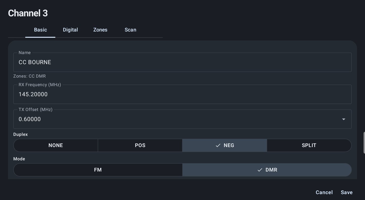 Channel editor with Basic, Digital, Zones and Scan tabs